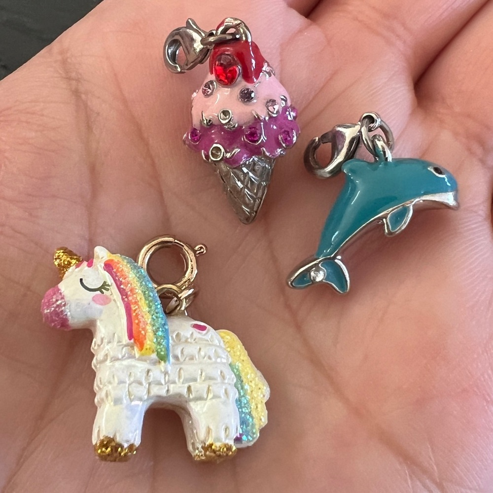 Boutique High Quality Unicorn, Ice Cream, and Dolphin Charms - 3 Pc. - Picture 5 of 8